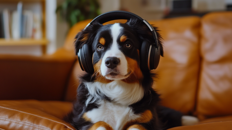 Toy Aussie with Headphones On, Likely to Block out Noise